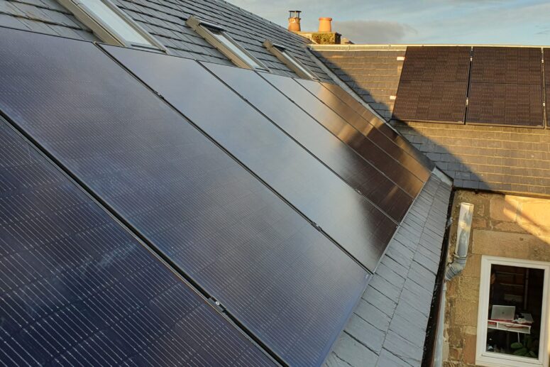 Complete Solar Panels Installation on a slate roof, utilizing a durable Schletter rail mounting system.