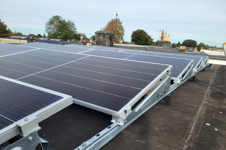 Complete Solar Panels Installation on a flat roof using the innovative Van der Valk mounting system.